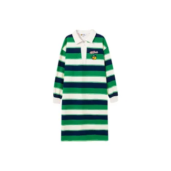 B.Duck Long Sleeved Dresses Women's Green White Stripes