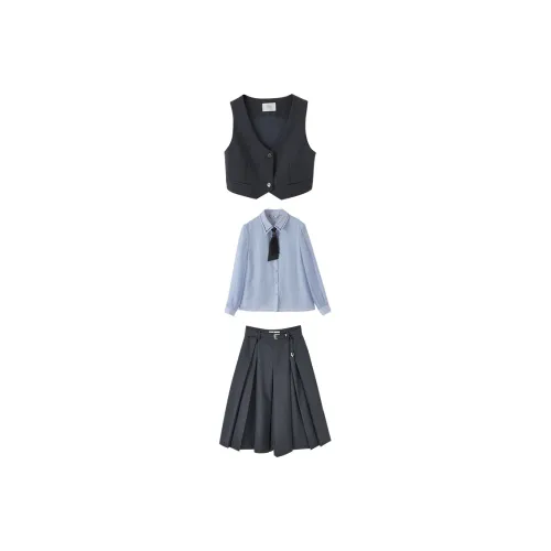 XIANGYING Skirt Set Women's Gray