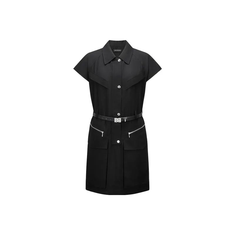 PEACEBIRD Short Sleeved Dress Women's Black-0