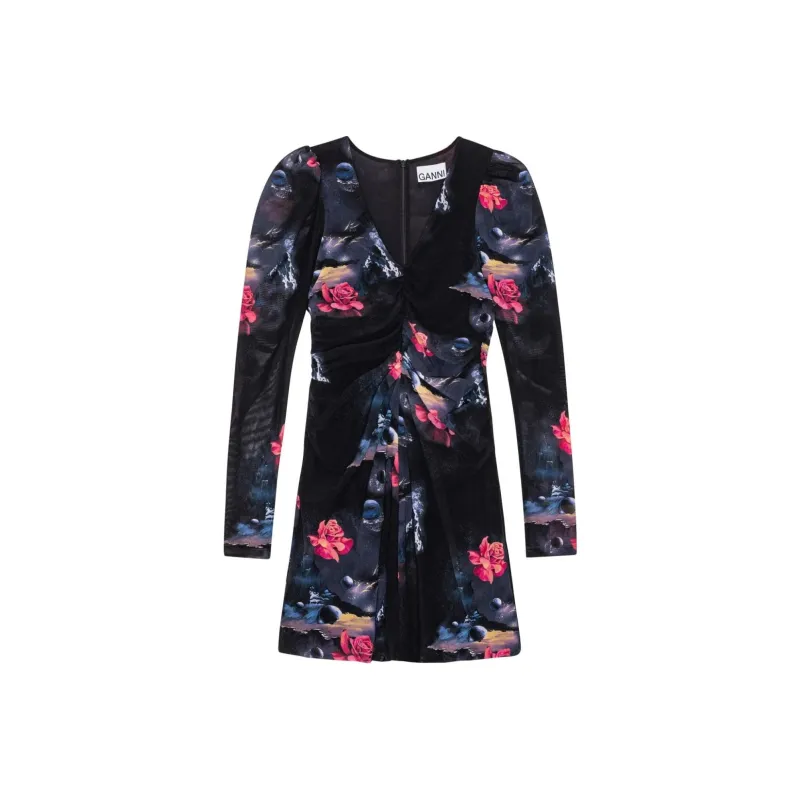 GANNI Allover Floral Printed Mini Dress-0