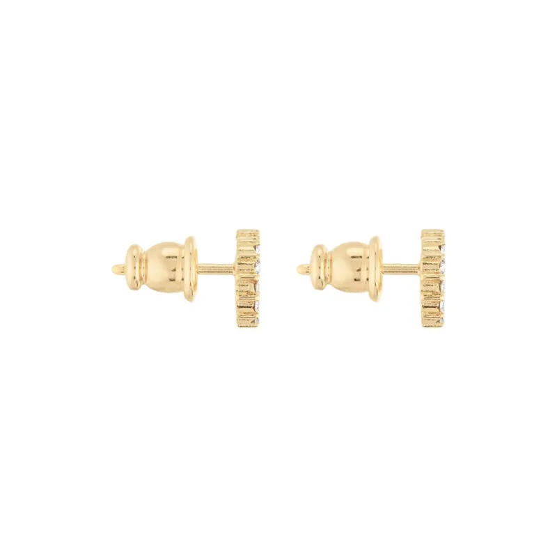 DIOR Artificial Crystal, Metal Stud Earrings Women's Gold-1
