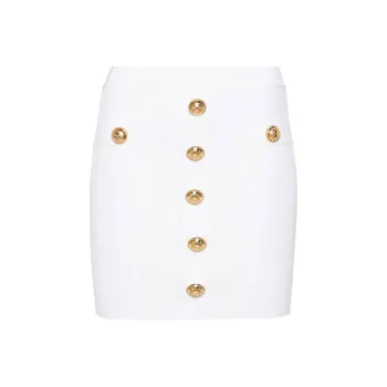 Balmain Hair Button Detailed High Rise Mini Skirt
