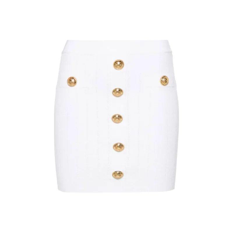 Balmain Hair Button Detailed High Rise Mini Skirt-0