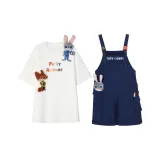 White T-Shirt+Overalls
