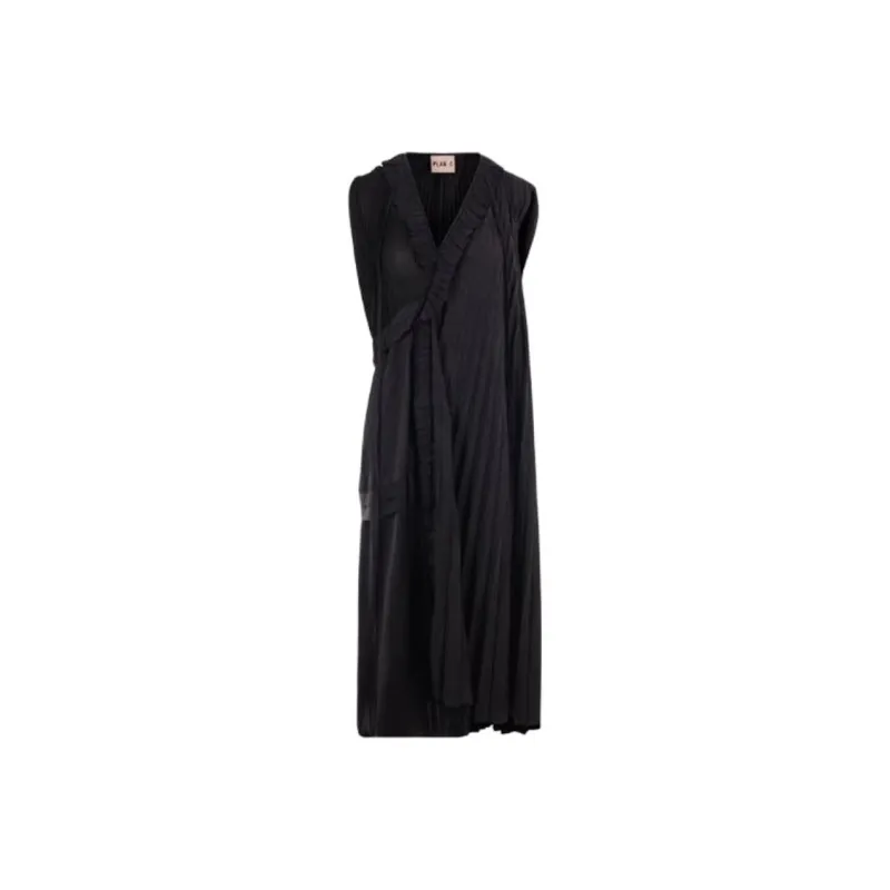 Plan C Plissé effect Asymmetric Midi Dress-0