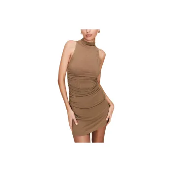 REFORMATION Jana Knit Dress Sleeveless Dress Women's Light Coffee