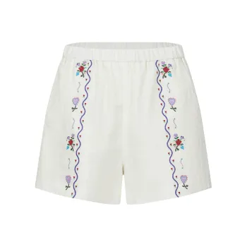 URBAN REVIVO Boho Style Casual Shorts Women's Ecru