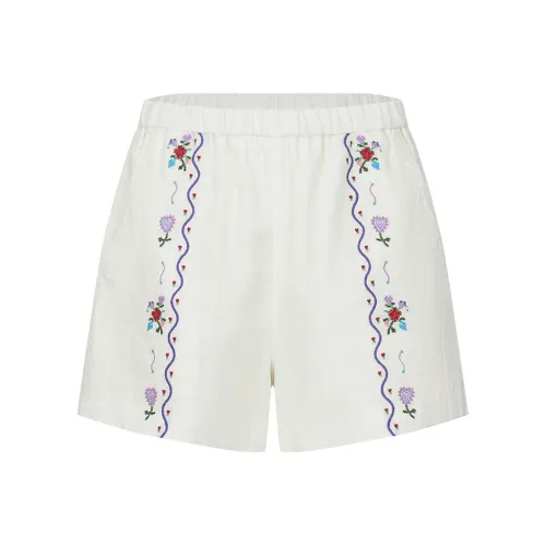 URBAN REVIVO Boho Style Casual Shorts Women's Ecru