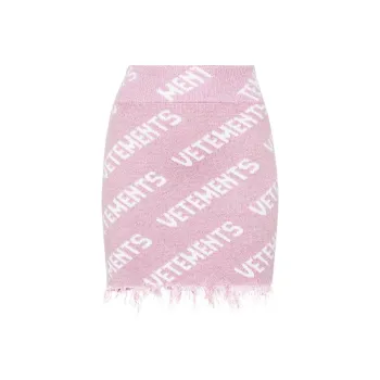 Vetements Monogram Frayed Mini Skirt