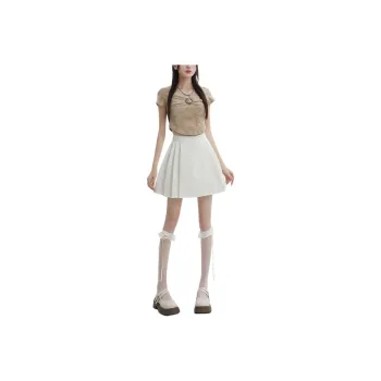 JASONWOOD Casual Short Skirts Women's Cream Apricot