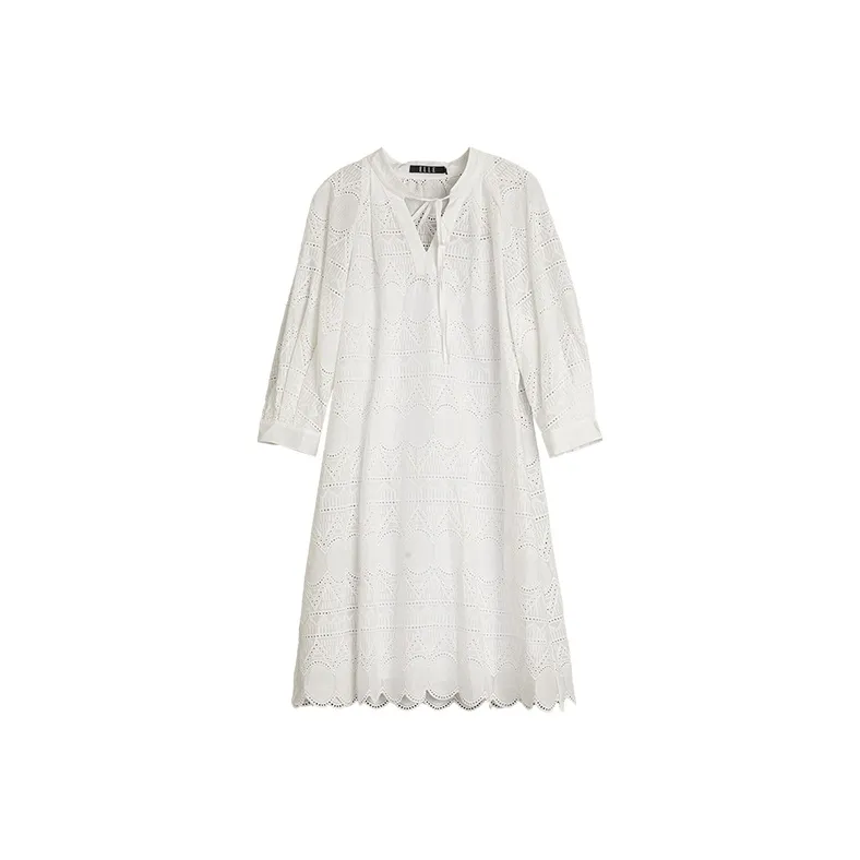 ELLE Long-Sleeved Dresses Summer Clothing Women's White-0