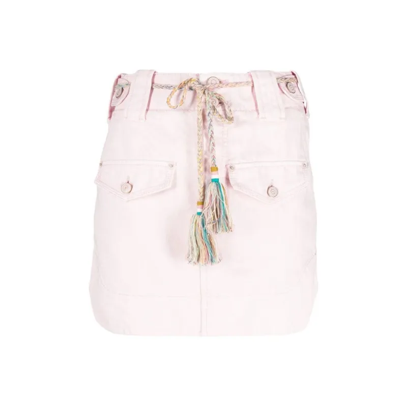 Zimmermann Denim Short Skirts Women's Light Pink-0