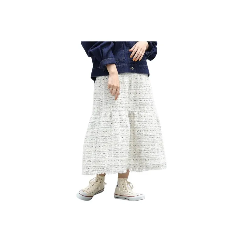 Beams Casual Long Skirt Women's White-0