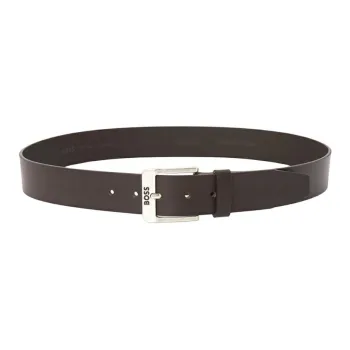 HUGO BOSS Genuine Leather, Buffalo Leather, Metal Leather Belts Unisex Brown 4CM