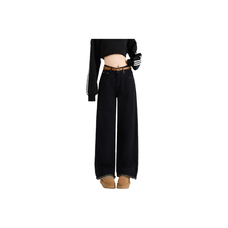 FAIRWHALE Jeans Women's Black Thickened-0
