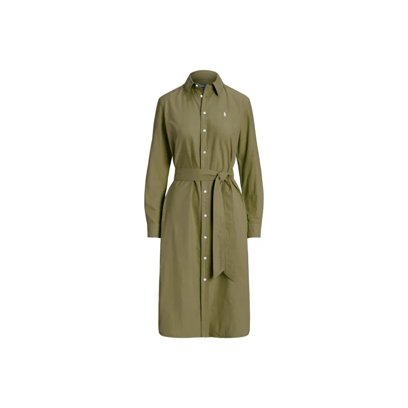 Polo Ralph Lauren SS24 Long-Sleeved Dresses Women's Olive Green-0