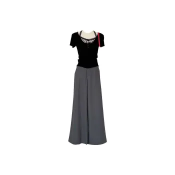 HUINIAN Casual Suits Women's Black Top/Gray Pants