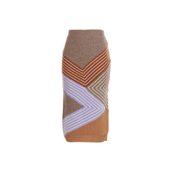 Stella McCartney 3D Striped Knitted Midi Skirt