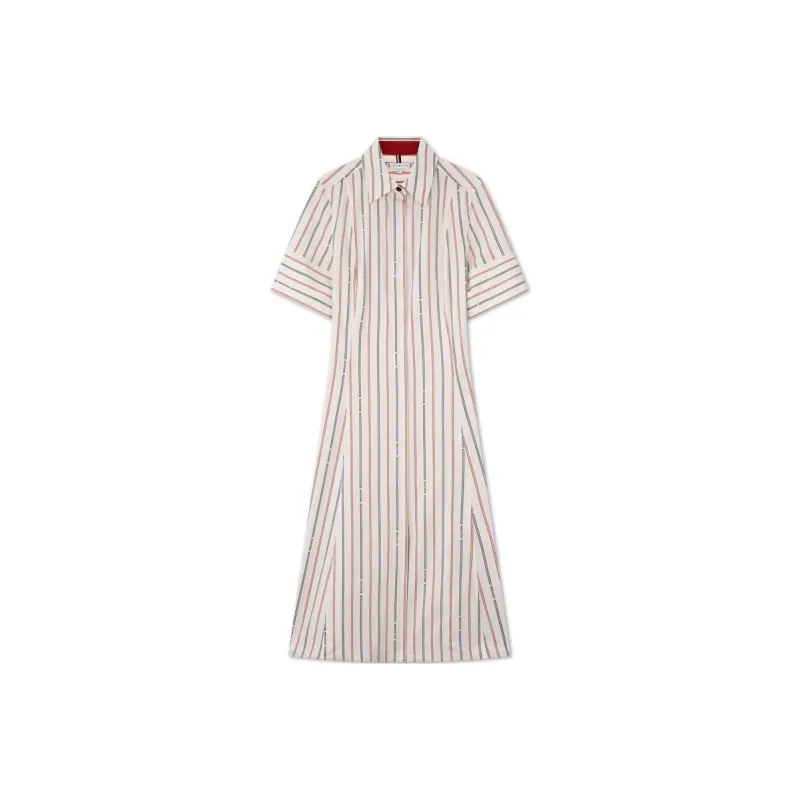 Tommy Hilfiger Short-Sleeved Dresses Women's White Stripes-0