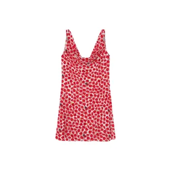 VERSACE Strawberry Garden Devore Printed Sleeveless Mini Dress