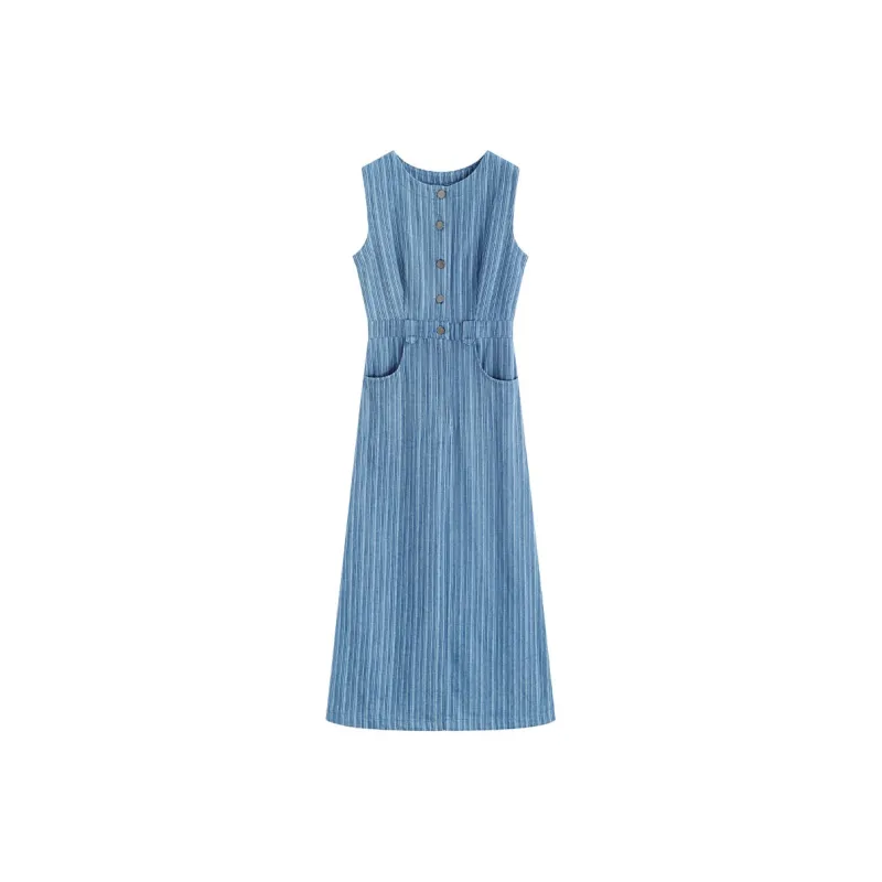 Garbege Sleeveless Dress Women's Blue-0