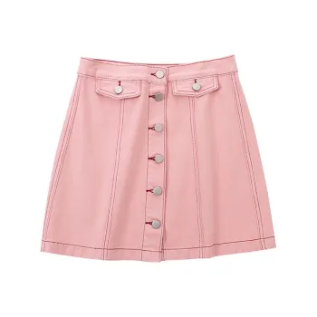 SOON FLOWER Denim Short Skirts Fall Women's Pink