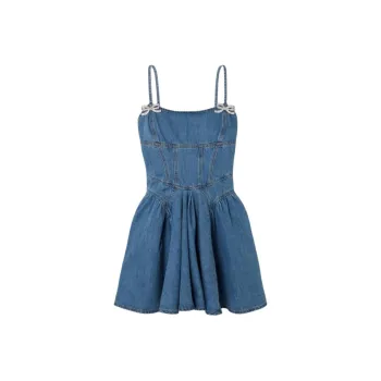 Self portrait Denim Flared Mini Dress