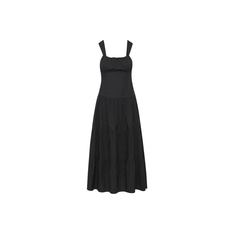 ARITZIA Sunday Best Strudel Poplin Maxi Dress Slip Dresses Women's Black-0