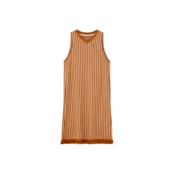 Asuka And New Sake Sleeveless Dress Women's Stripes Persimmon Orange HNE04