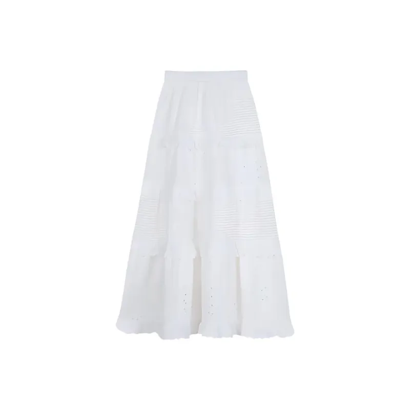 ZAZN Casual Long Skirts Women's White-0
