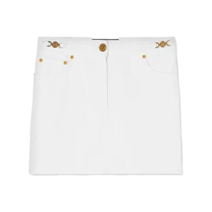 VERSACE Denim Short Skirts Women's White-0