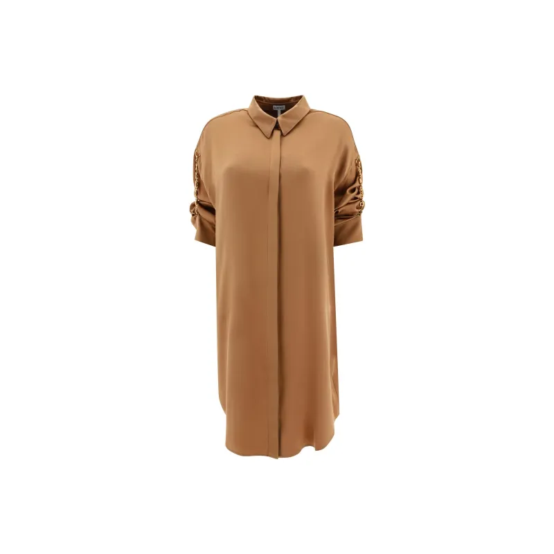 LOEWE Chain Embellished Short Sleeved Shirt Dress-0