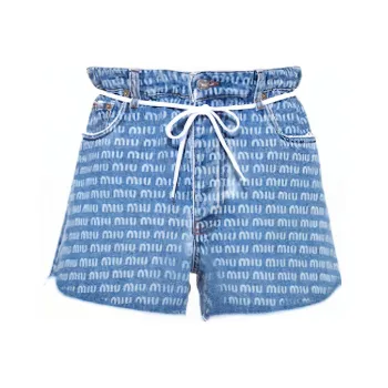 MIU MIU SS22 Denim Shorts Women's Blue