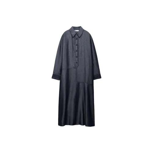 ZARA Long-Sleeved Dresses Women's Blue