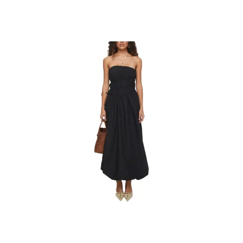 PRINCESS POLLY Brydie Bubble Hem Midi Dress Sleeveless Dress Women's BLACK/Black