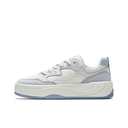 Anta Anti Slip Wear Resistant Low Top Skateboard Shoes Women's White Blue