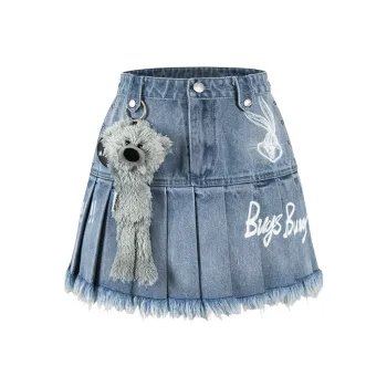 13 DEMARZO LOONEY TUNES 23SS Bugs Bunny Co-branded Series Denim Short Skirts Women's