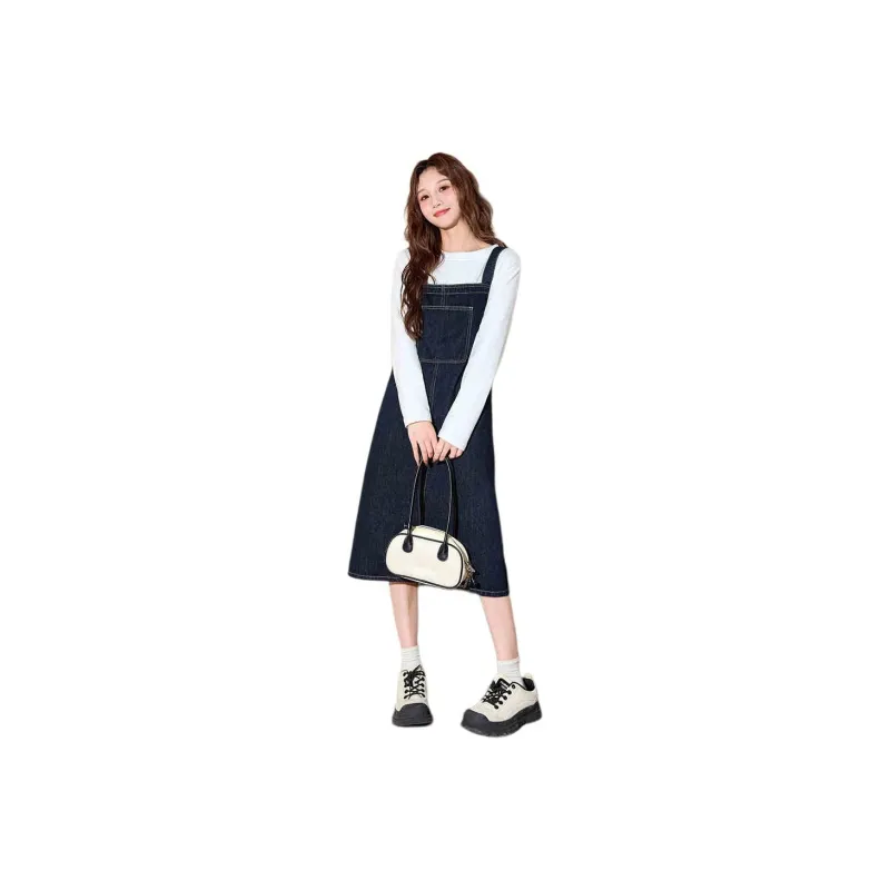 Tonlion Sleeveless Dress Women's Dark Denim Blue-0
