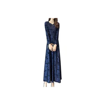 Mapping Long-Sleeved Dresses Women's Blue
