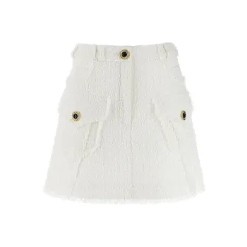 BALMAIN A Line Tweed Skirt