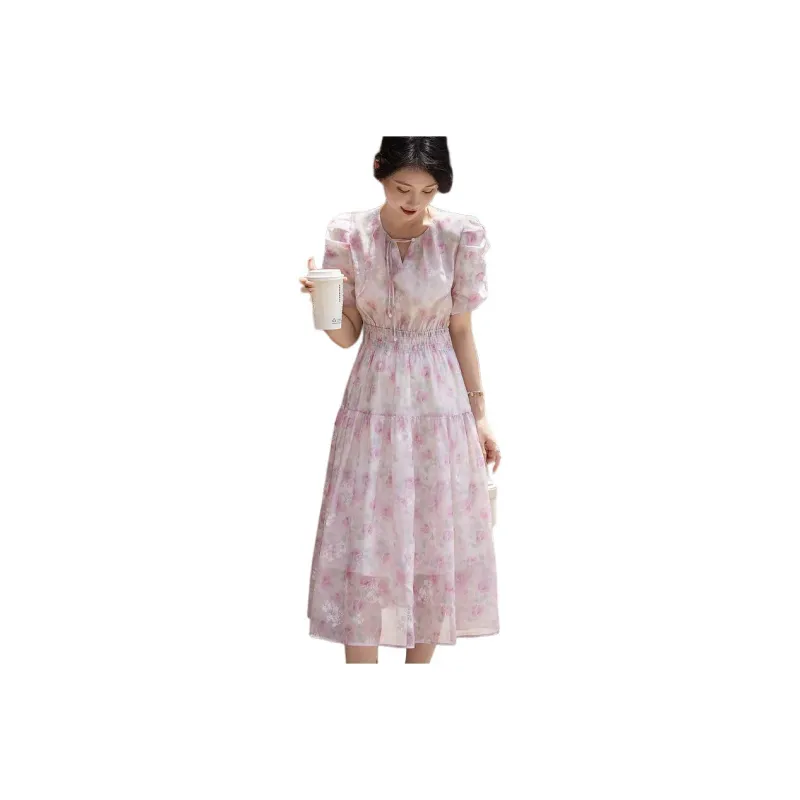 【dme】 Short Sleeved Dresses Women's Light Pink-0