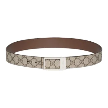 GUCCI Metal, Leather Belts Men's Beige 3.5CM