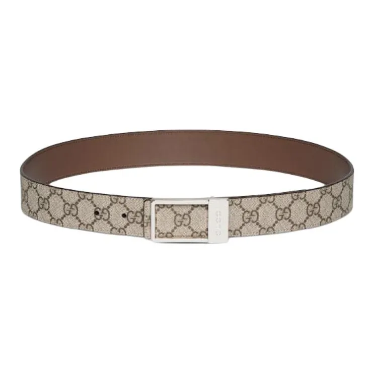 GUCCI Metal, Leather Belts Men's Beige 3.5CM-0