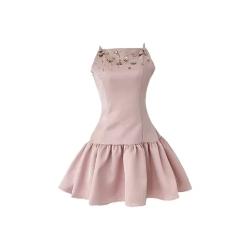 VKXOW Slip Dress Women's Pink Sequins