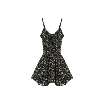 Ning Cai Yuer Slip Dress Women's Black Floral