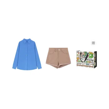 INCO VIBE Casual Suit Women's Blue Shirt/Khaki Shorts