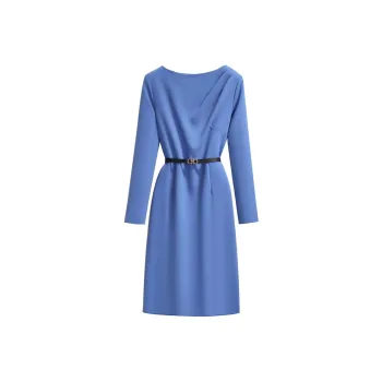 Silky Queen Long Sleeved Dresses Women's Blue