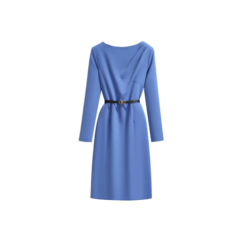 Silky Queen Long Sleeved Dresses Women's Blue-0