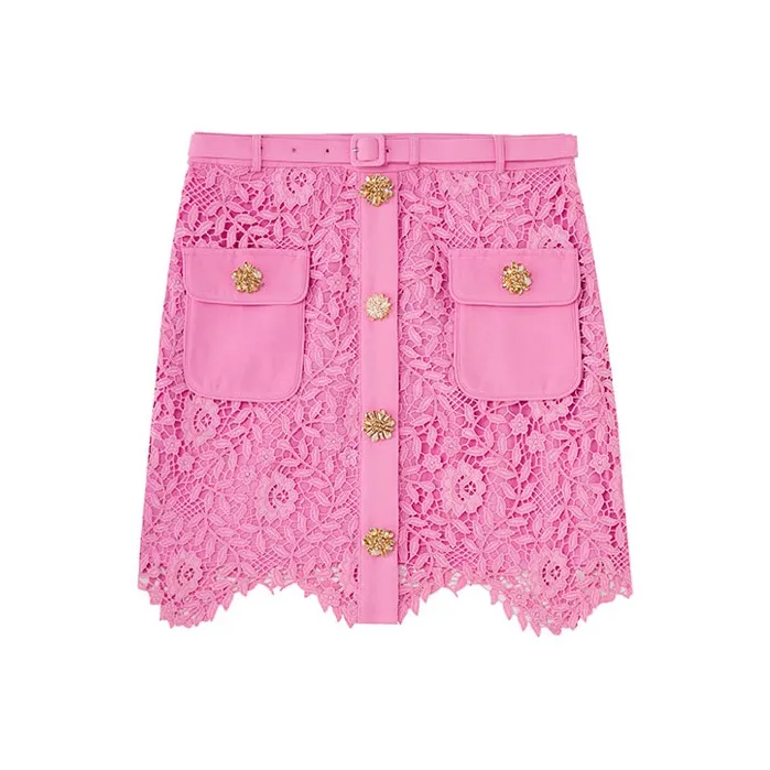 Self portrait Casual Short Skirts Women's Pink-0