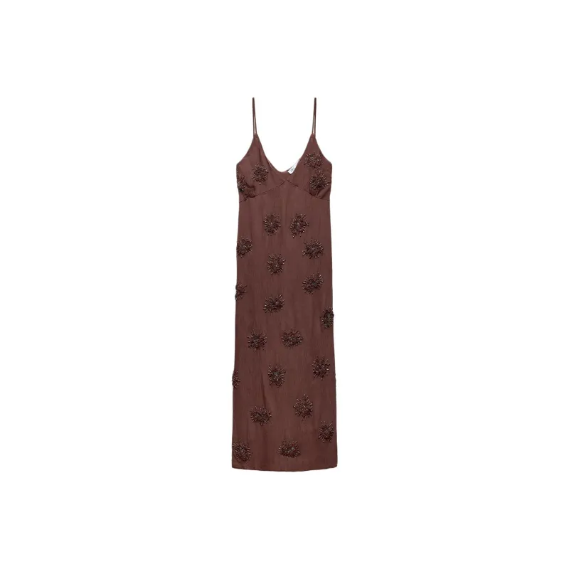 ZARA Slip Dresses Women's Brown-0